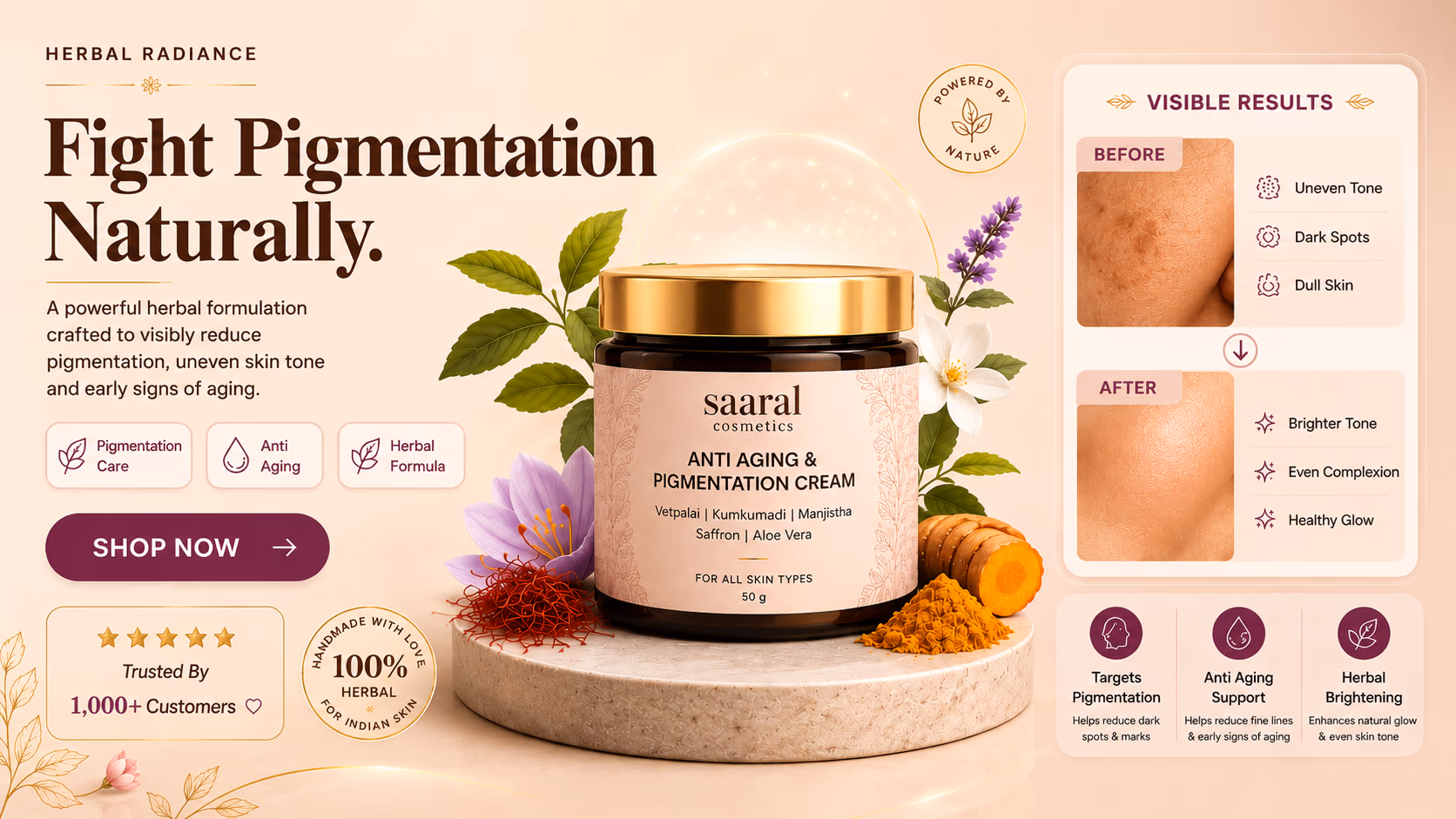 Saaral Face Cream — Saffron and Vetpalai Formula for Pigmentation & Glow
